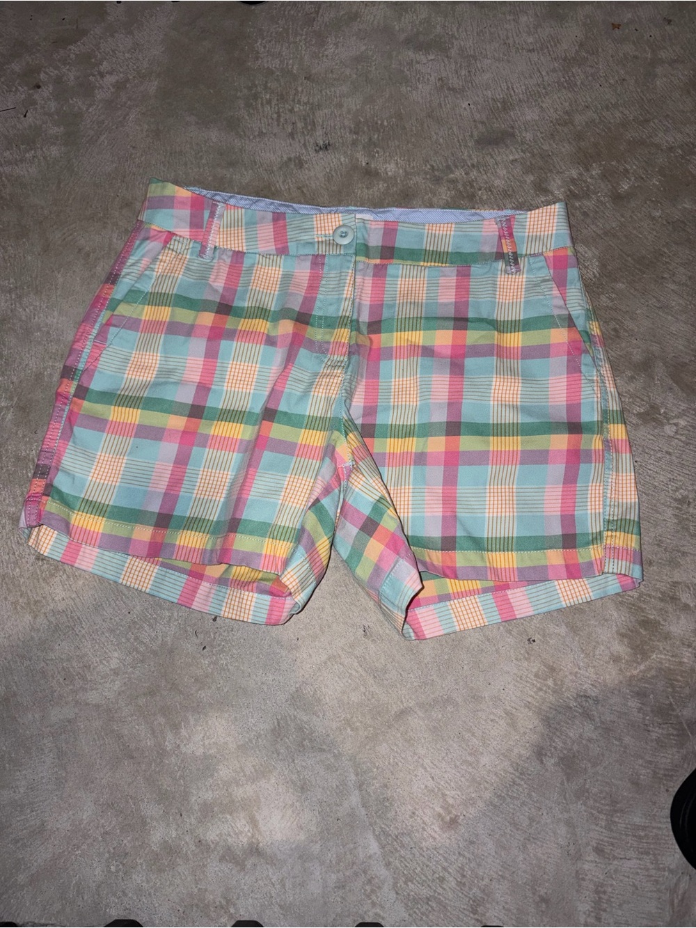 crown & ivy Pastel Plaid Shorts - Pink, Blue, Yellow, Green